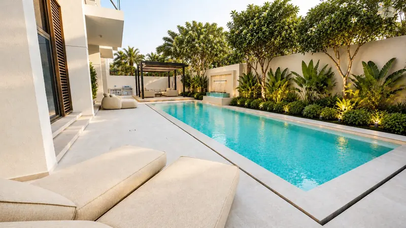 Villa pool with lounge pergola